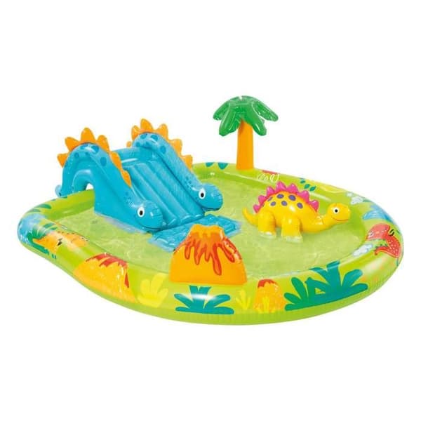 Uppblåsbar lekplats - INTEX - Little Dino - 143 liter - 2 år+ - 191 x 152 x 58 cm - Ingår: rutschkana, fontän, uppblåsbar dino