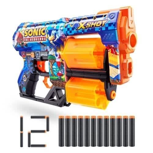 Foam Dart Blaster - X-SHOT - SKINS DREAD - Sonic the Hedgehog - 12 pilar - 27 m räckvidd