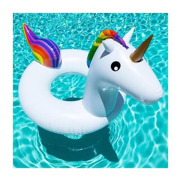 Gigantisk Uppblåsbar Flytande Känsla Unicorn 120 cm Flerfärgad för Barn och Vuxna Pool eller Strand