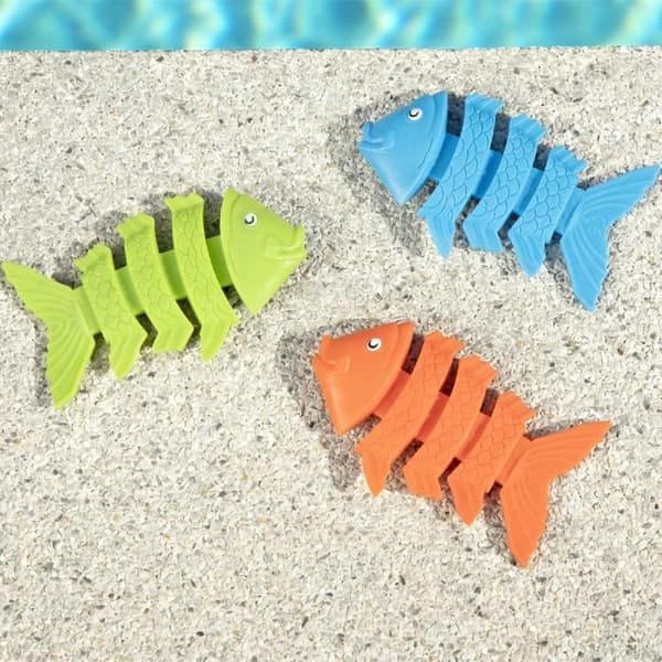 Bestway Squiggle Wiggle Pool Game - Blå Orange Grön Fisk - Barn 3 år och uppåt