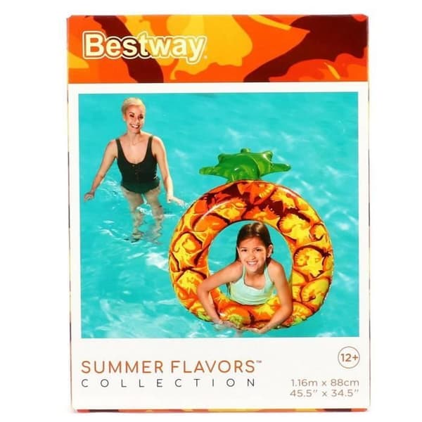 Sommarfrukt ananas uppblåsbar boj - Bestway UNI Gul - Diameter 1,16m - För barn från 12+