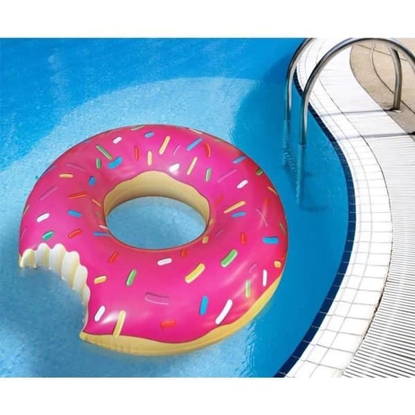 Rosa Uppblåsbar Donut - För Pool eller Utomhus - Barn och Vuxna - 60cm
