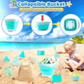 Pikkukuva 2 / 6: OBOSOE Beach Toy Set, 18-osainen hiekkalaatikkosetti taitettavalla ämpärillä – Hiekkalinnasetti 1-5-vuotiaille lapsille