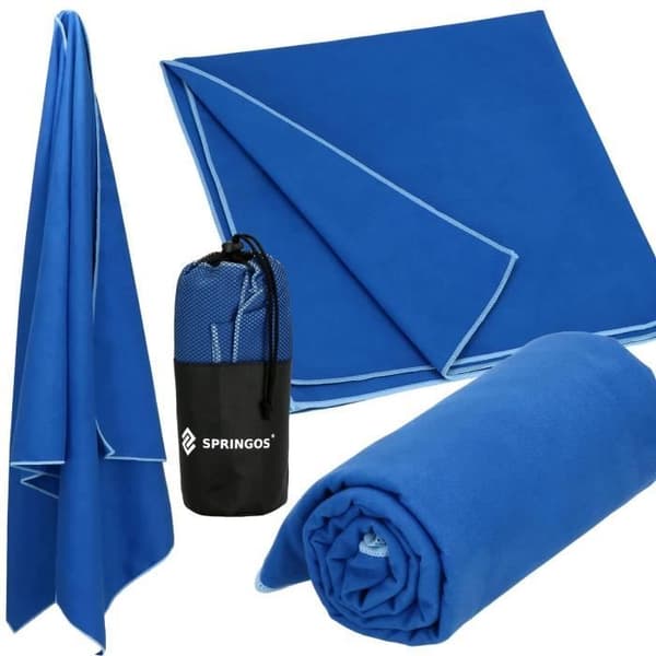 SPRINGOS® mikrofiber strandhandduk 75 x 150 cm - Snabbtorkande - Färg Blå