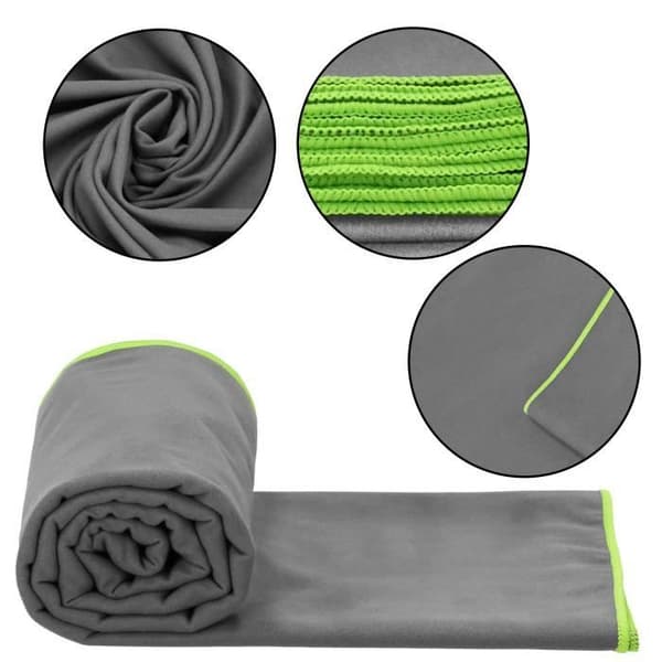 Strandhandduk i mikrofiber 90 x 180 cm - SPRINGOS® - Ultralätt - Grå - Rektangulär