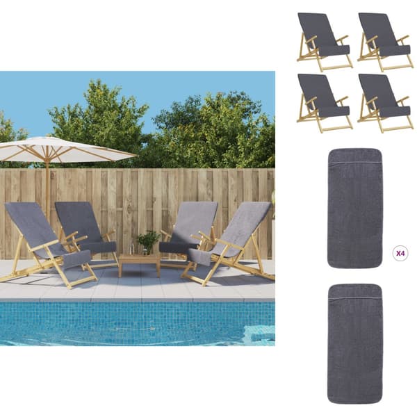 Strandhanddukar - Living Badhanddukar 4 st antracit 60x135 cm tyg 400 gsm