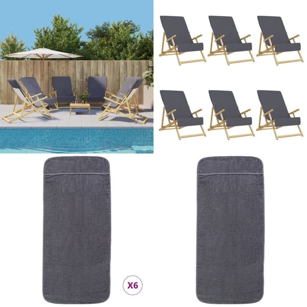 Badhanddukar 6 st antracit 60x135 cm tyg 400 gsm - Strandhandduk - Strandhanddukar - Home & Living