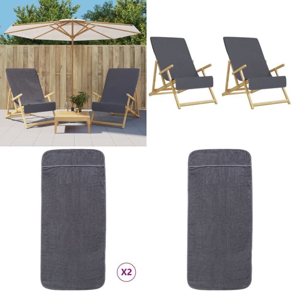 Rantapyyhkeet 2 kpl antrasiitti 60x135 cm kangas 400 GSM - Pyyhe - Pyyhkeet - Home & Living