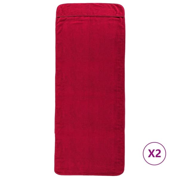 Badhanddukar 2 st vinröd 60x135 cm tyg 400 gsm - Strandhandduk - Strandhanddukar - Home & Living