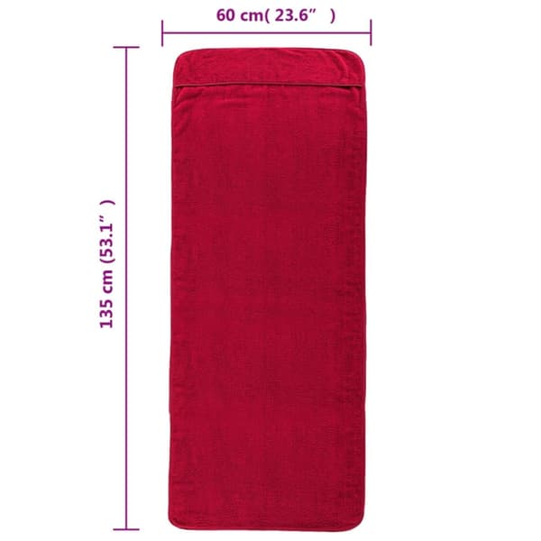 Badhanddukar 2 st vinröd 60x135 cm tyg 400 gsm - Strandhandduk - Strandhanddukar - Home & Living