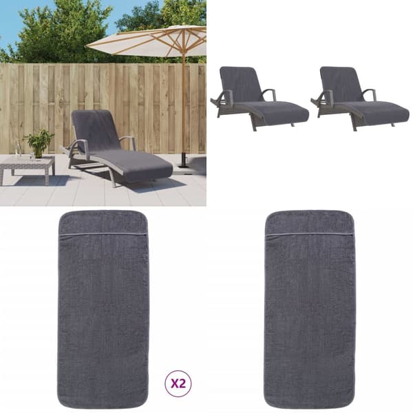 Badhanddukar 2 st antracit 75x200 cm tyg 400 gsm - Strandhandduk - Strandhanddukar - Home & Living