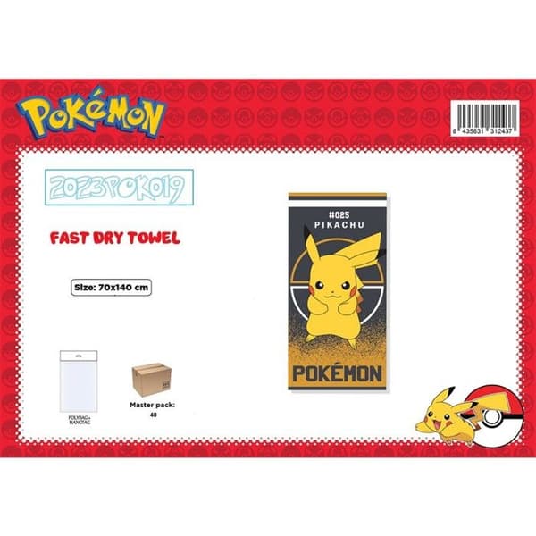Badlakan eller strandlakan - Pokemon - Pikachu - Gulsvart - 100% polyester - 70x140 cm
