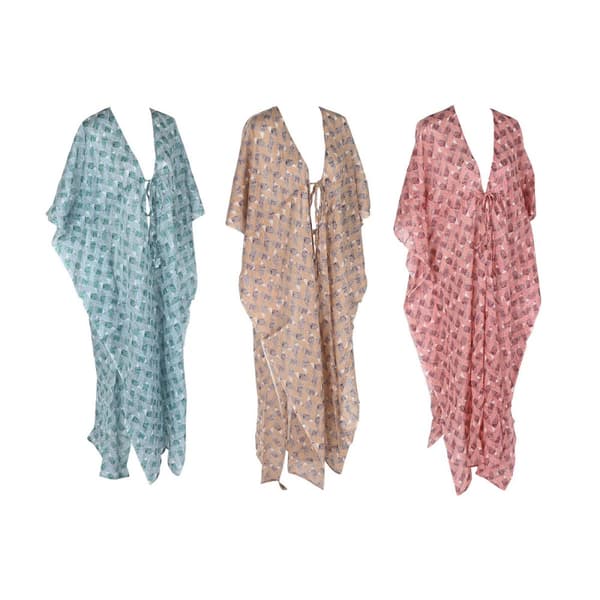 Sarong Home ESPRIT Brun Turkisblå Koral (3 enheder)