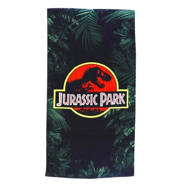 Strandhandduk med tryck i 100 % bomull, JURASSIC WORLD LEGACY. Mått: 75x150cm