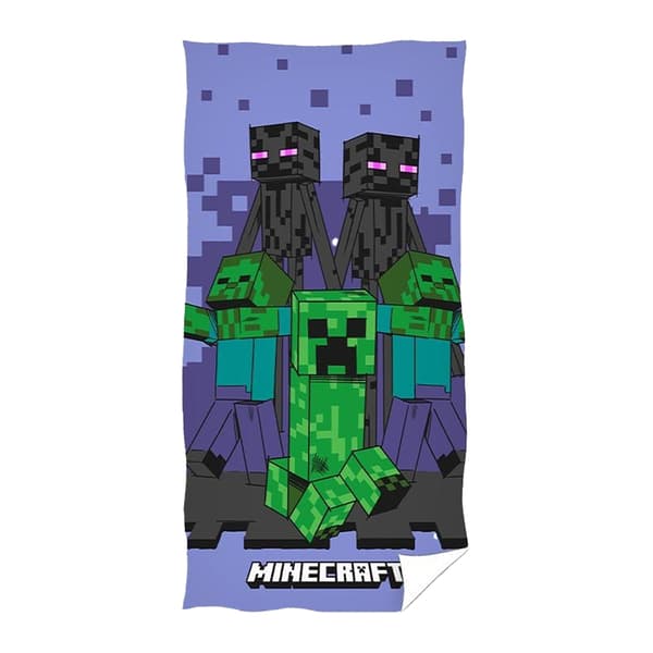 Minecraft Creeper Cotton Beach Towel Purple/Green/Black One Size