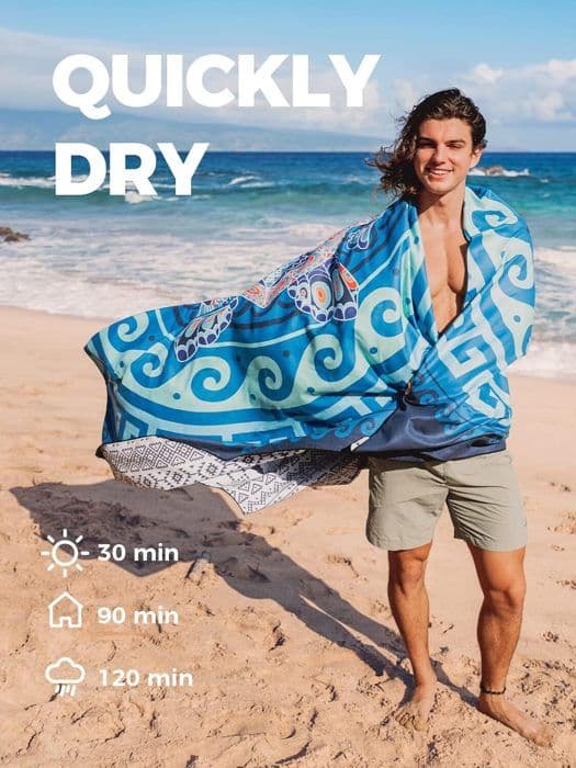 Ultralätt strandhandduk i mikrofiber, mjuk och lättskött badhandduk för fitness, simning, 180x90 cm