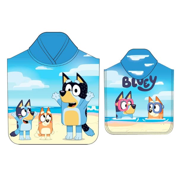 Bluey microfibre poncho towel