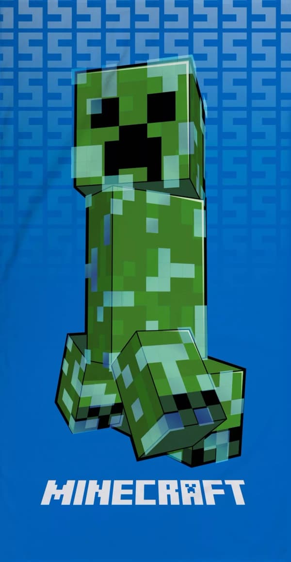 Badhandduk Minecraft Blå 70X140cm 100% bomull