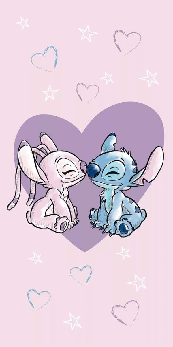 Badhandduk Lilo och Stitch Kärlek 70X140cm 100% bomull