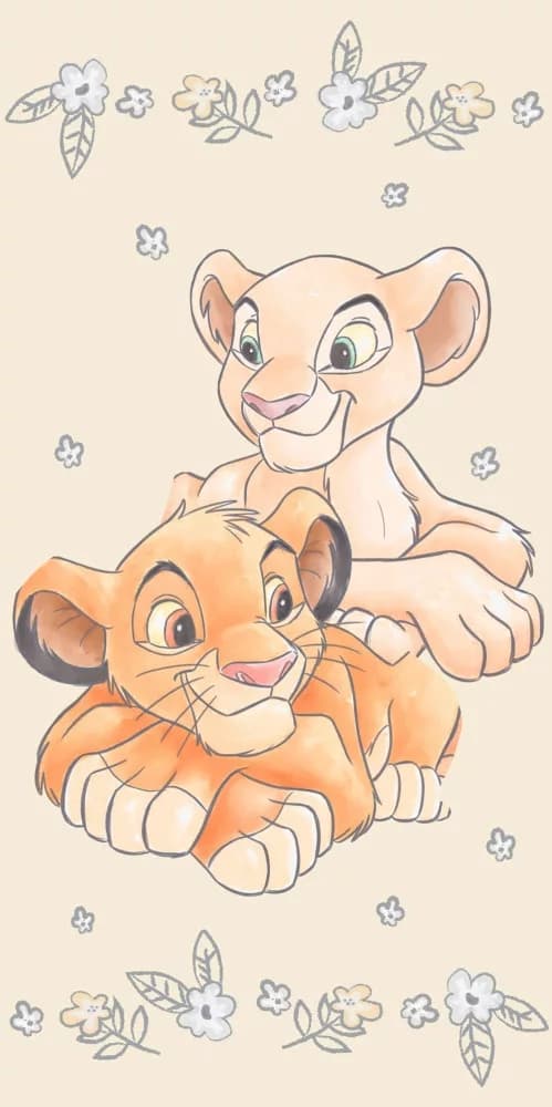 Badhandduk Lejon Kungen Simba och Nala 70X140cm 100% bomull