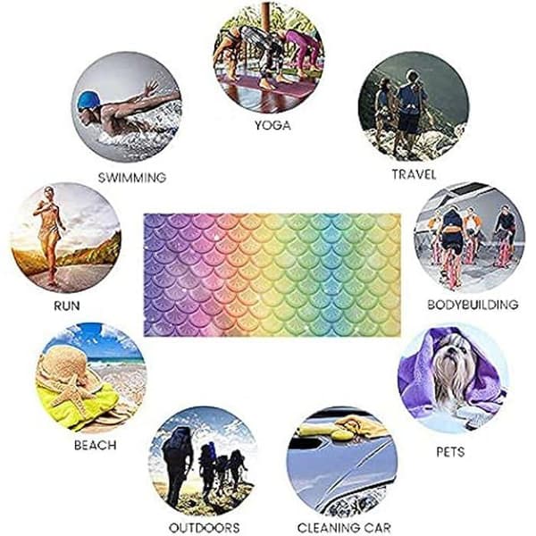 Strandhandduk - GENERISK - Sjöjungfruform - Superabsorberande - Snabbtorkande - Rosa