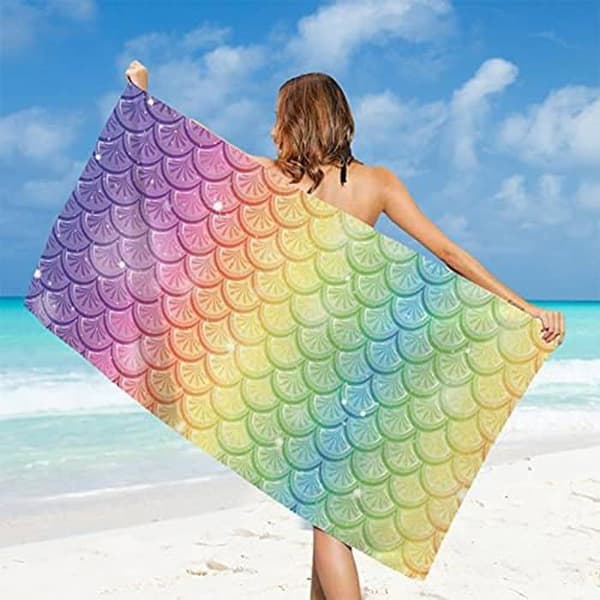 Strandhandduk - GENERISK - Sjöjungfruform - Superabsorberande - Snabbtorkande - Rosa