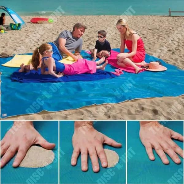 TD® SHOP-STORY - XXL Anti-sand strandhandduk 200 x 150 cm - Blå