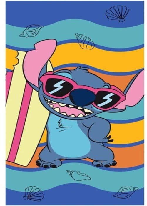 Disney Lilo och Stitch strandhandduk Vågor 70 x 140 cm (snabbtorkande) Referens: AYM079173