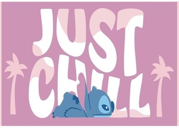 Strand- och badhandduk i mikrofiber 100% polyester Disney Stitch Just Chill [70x140cm]