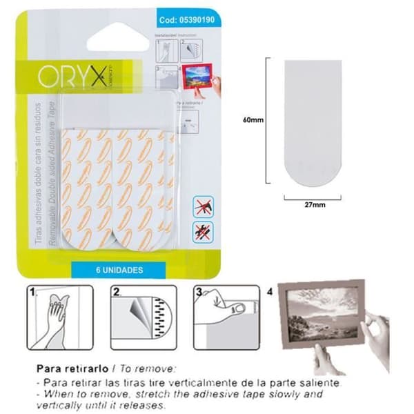 Tiras Adhesivas Doble Cara Sin Residuos (blister med 6 delar)