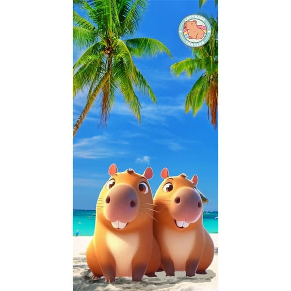 Capybara microfibre beach towel