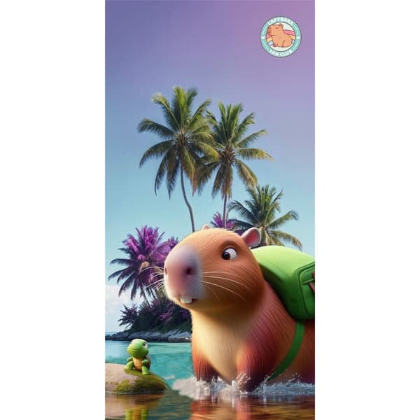 Capybara microfibre beach towel