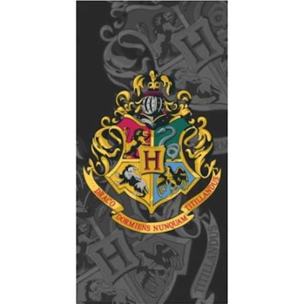 Strandhandduk - Harry Potter - Crest - 70 x 140 cm - 100% bomull - Rektangulär