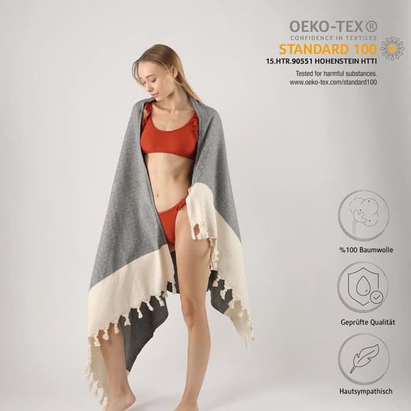 Strandhandduk - strandlakan - fouta Komfortec - kmf-hamamt-100x180-s