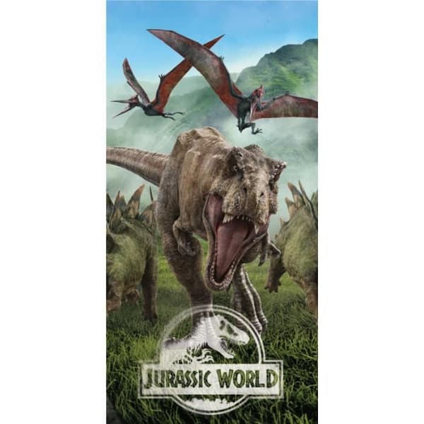 Strandhandduk - Jurassic World - 70 x 140 cm - Bomull - Grön - Absorberande