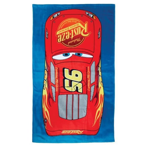 Badblädd och strandhandduk - DISNEY - BILAR 95 - 100% bomull - 70x120 cm - Officiell licens