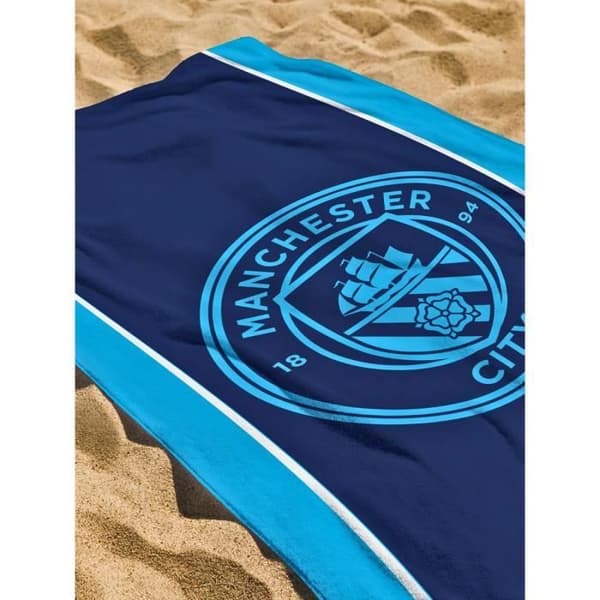 Servett - Manchester City FC - 100 % bomull - 75 x 150 cm - Maskintvättbar - Officiell emblem