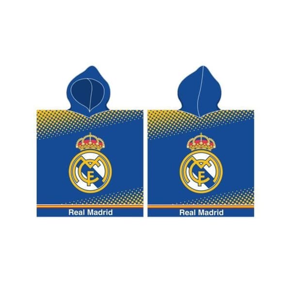 Real Madrid Poncho Handduk - 100 % bomull - Blå - 55 cm x 110 cm - Tvättbar
