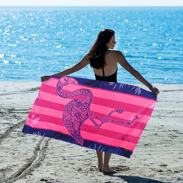 Kukka Flamingo rantapyyhe, kylpypyyhe 70x140 cm