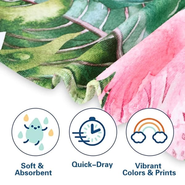 Bomclap Rantapyyhe 70x140 cm - Flamingo ja puutarhakuvio Nopeasti kuivuva kylpypyyhe Matkapyyhe Hiekankestävä