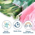 Pikkukuva 5 / 6: Bomclap Rantapyyhe 70x140 cm - Flamingo ja puutarhakuvio Nopeasti kuivuva kylpypyyhe Matkapyyhe Hiekankestävä