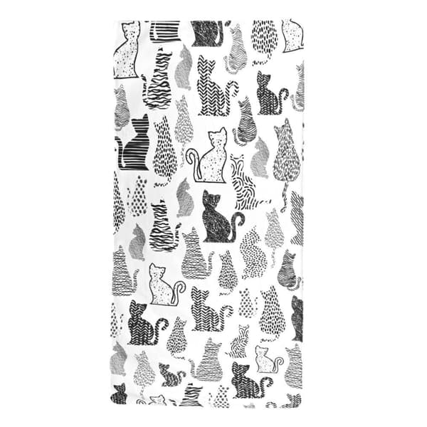 Bomclap Strandhandduk 70x140 cm - Svart - Vit Kattmönster Snabbtorkande Badhandduk Resehandduk Sandtålig