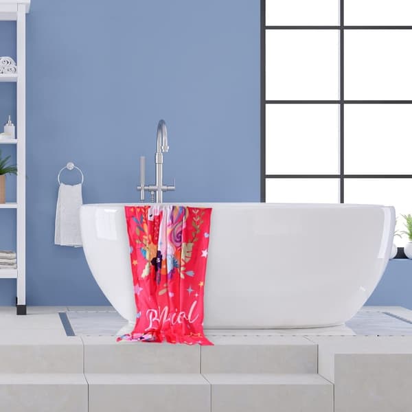 Bomclap Strandhåndklæde 70x140 cm - Enhjørning med blomster og "Be Magical" - Tekstmønster Hurtigtørrende badehåndklæde Rejsehåndklæde Sandafvisende