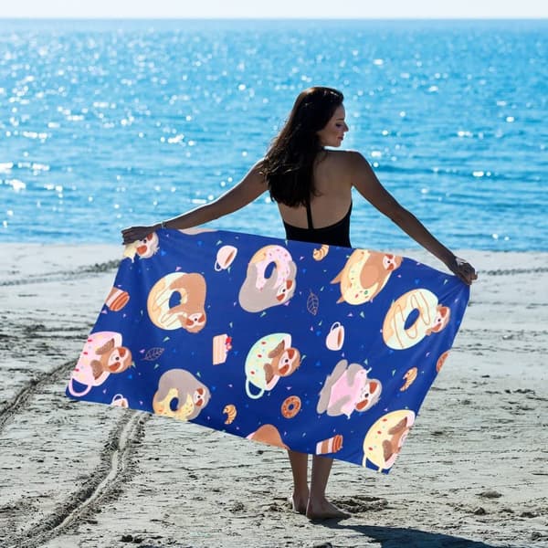 Bomclap Rantapyyhe 70x140 cm - Slime & Candy Pattern Nopeasti kuivuva kylpypyyhe Matkapyyhe Hiekankestävä