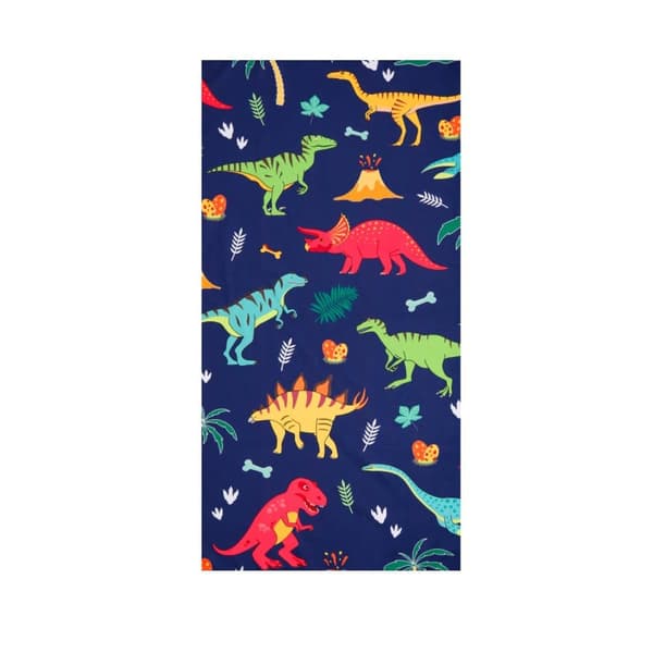 Bomclap Strandhandduk 70x140 cm - Färgstarka Dinosauriemönster med Natur - och Vulkanelement Snabbtorkande Badhandduk Resehandduk