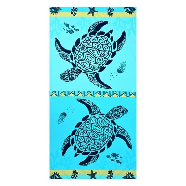 Bomclap Strandhandduk 70x140 cm - Blå Havsturtle - mönster med Under vattnet Element Snabbtorkande Badhandduk Resehandduk