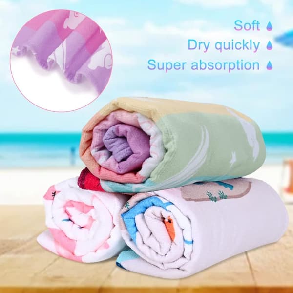 Bomclap Strandhandduk 70x140 cm - Vingade Unicorn - mönster på Färgstarka Streifen Snabbtorkande Badhandduk Resehandduk