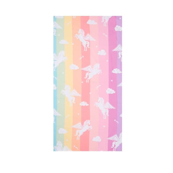 Bomclap Strandhandduk 70x140 cm - Vingade Unicorn - mönster på Färgstarka Streifen Snabbtorkande Badhandduk Resehandduk
