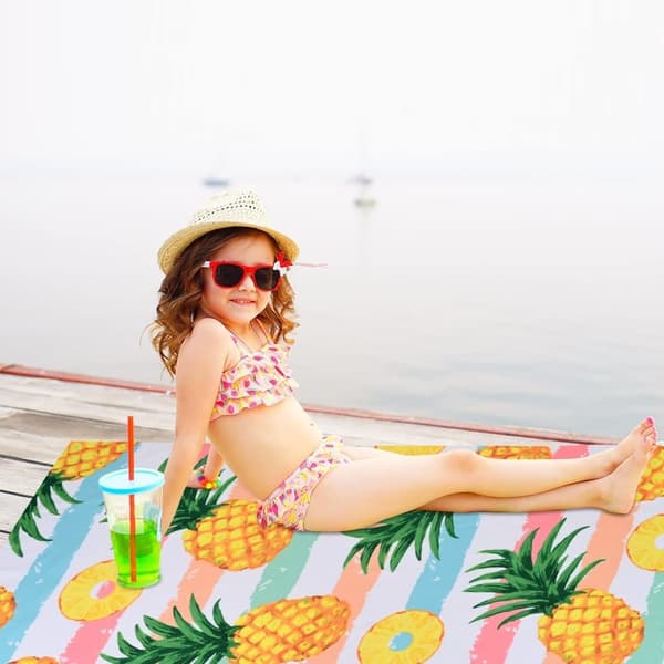 Bomclap Rantapyyhe 70x140 cm - Ananas - kuvio päällä Monivärinen Streifen Nopeasti kuivuva Kylpypyyhe Matkapyyhe