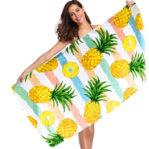Bomclap Rantapyyhe 70x140 cm - Ananas - kuvio päällä Monivärinen Streifen Nopeasti kuivuva Kylpypyyhe Matkapyyhe